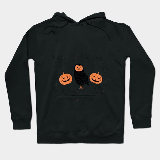 Beautiful design of an owl with two pumpkins Hoodie by rueckemashirt